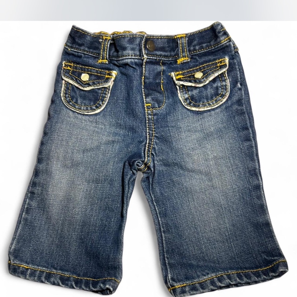 Vintage Kids Blue Denim jeans with Yellow Stitching